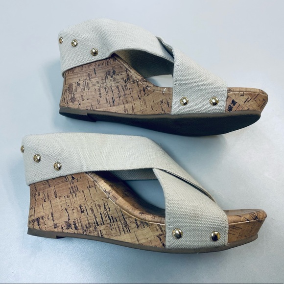 a. n. a. A New Approach Wedge Elastic Strap Open Toe Sandals Women’s Size 9.5 - Picture 3 of 6